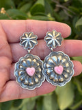 Pink heart conch dangles