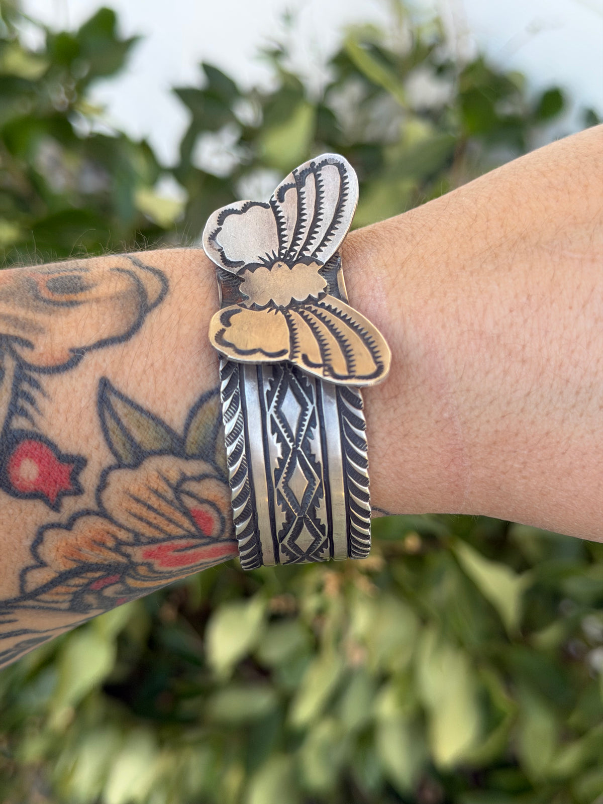 Silver butterfly cuff