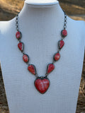 Red Spiny heart lariat