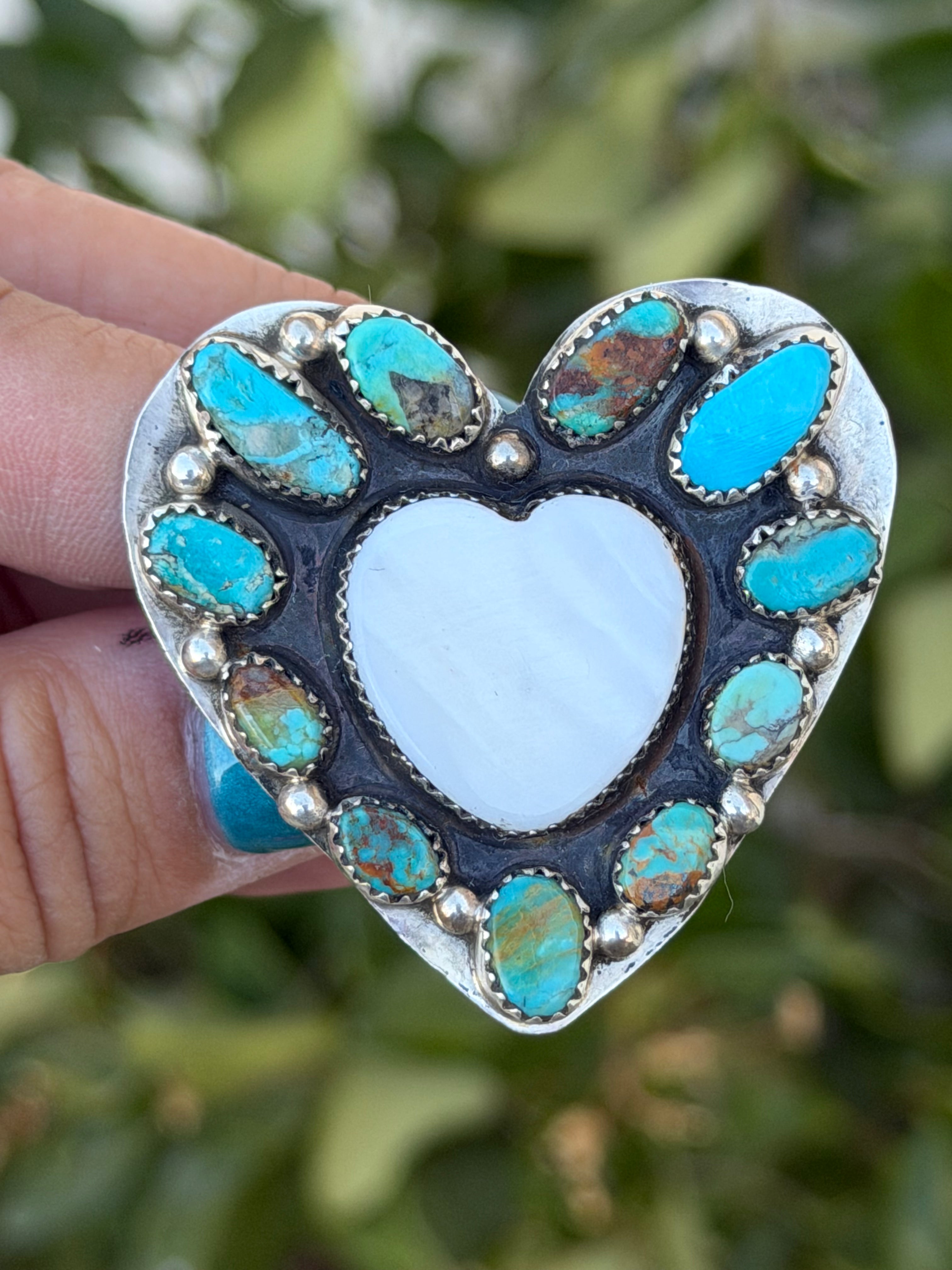 MOP & turquoise Heart