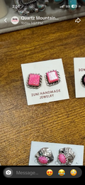 Pink opal square studs