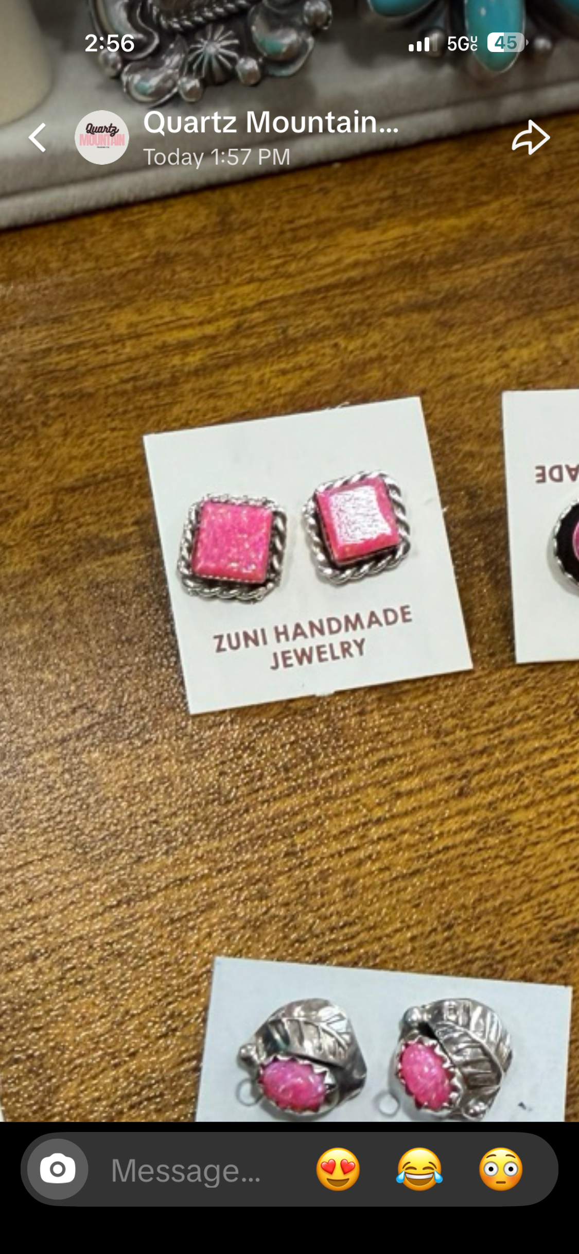 Pink opal square studs