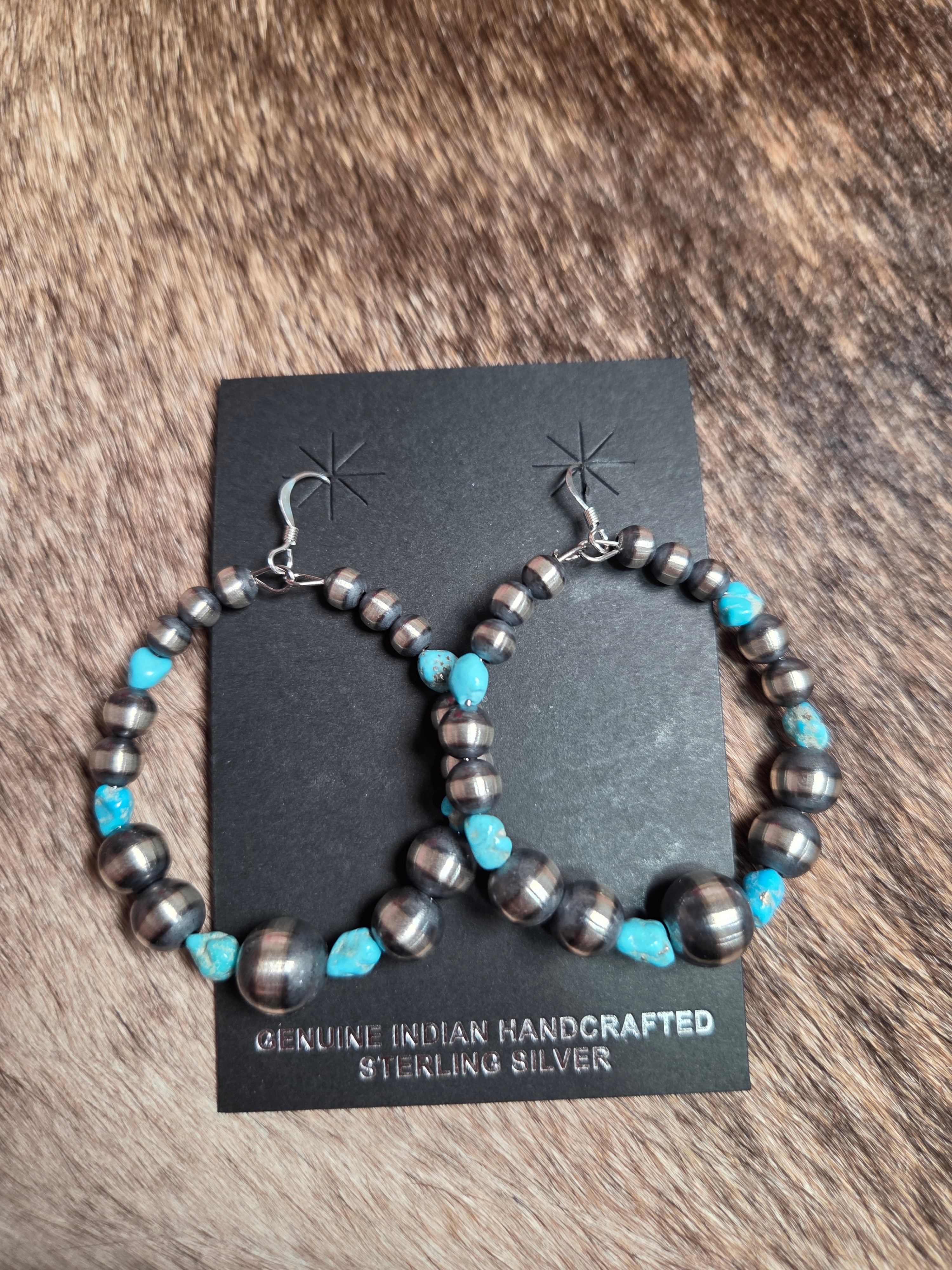 Turquoise dangle hoops