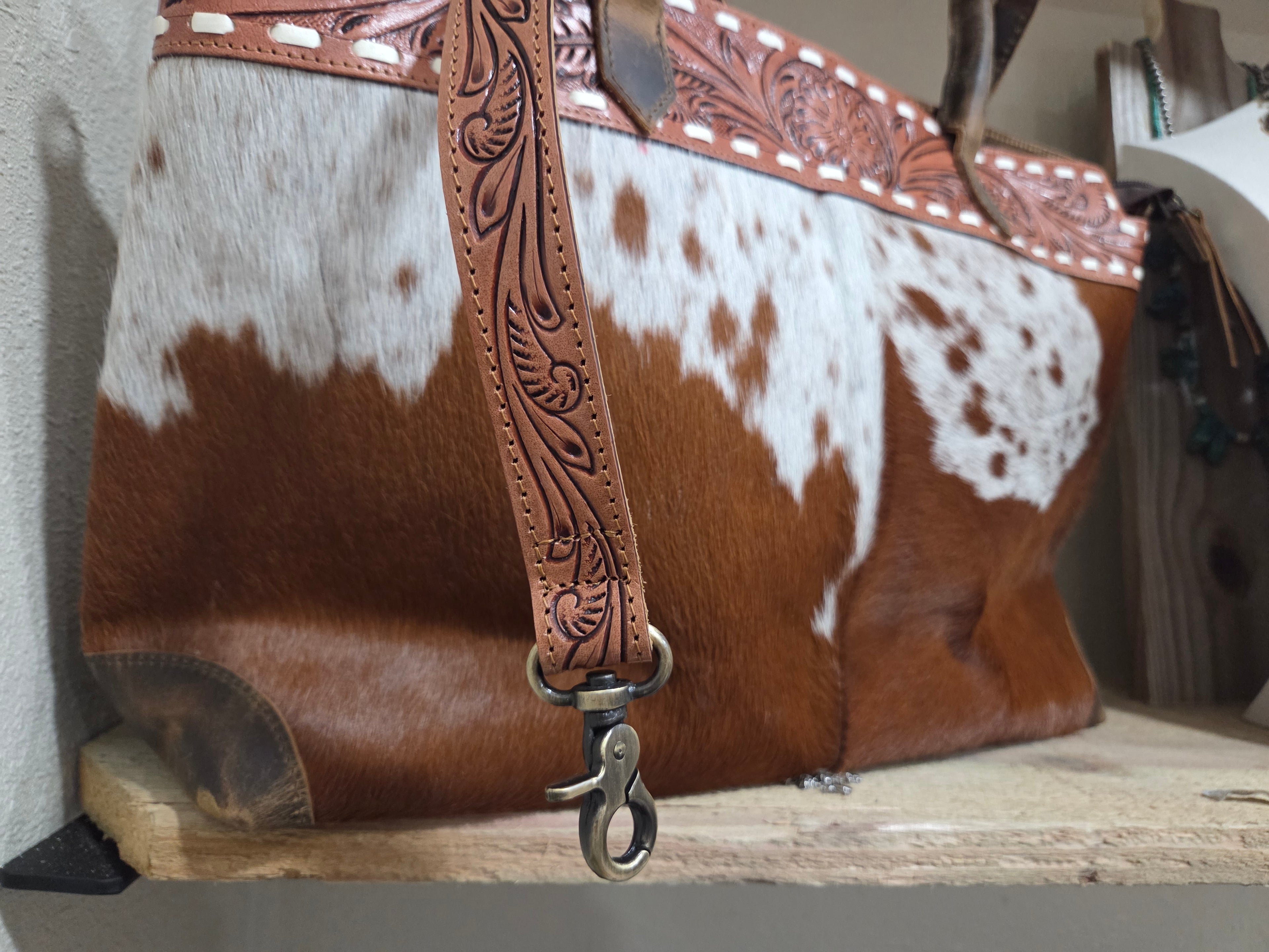 Red Hide crossbody tote