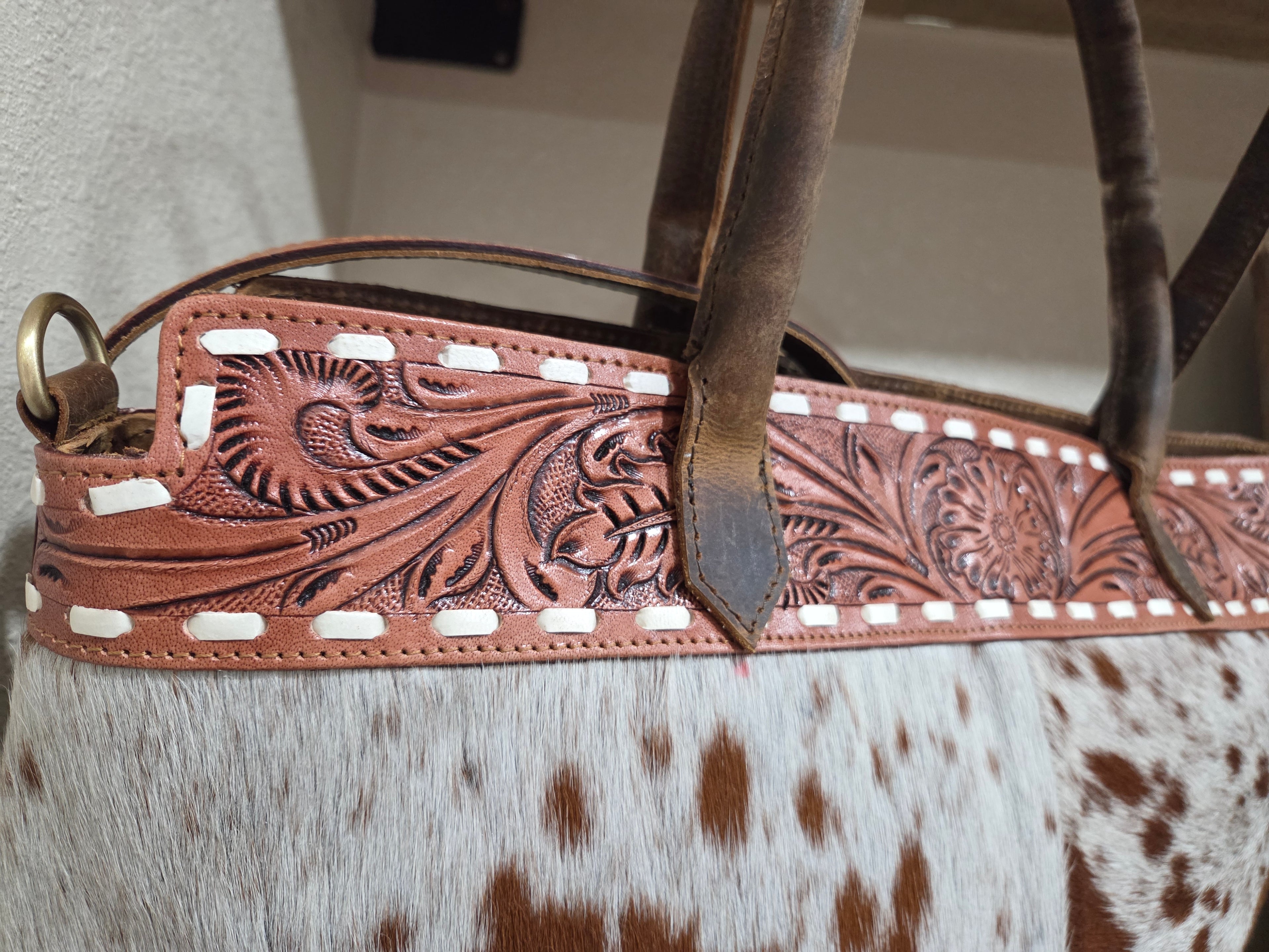 Red Hide crossbody tote