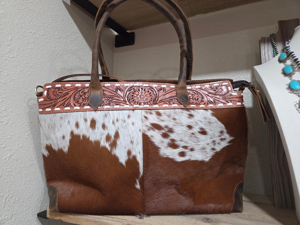 Red Hide crossbody tote