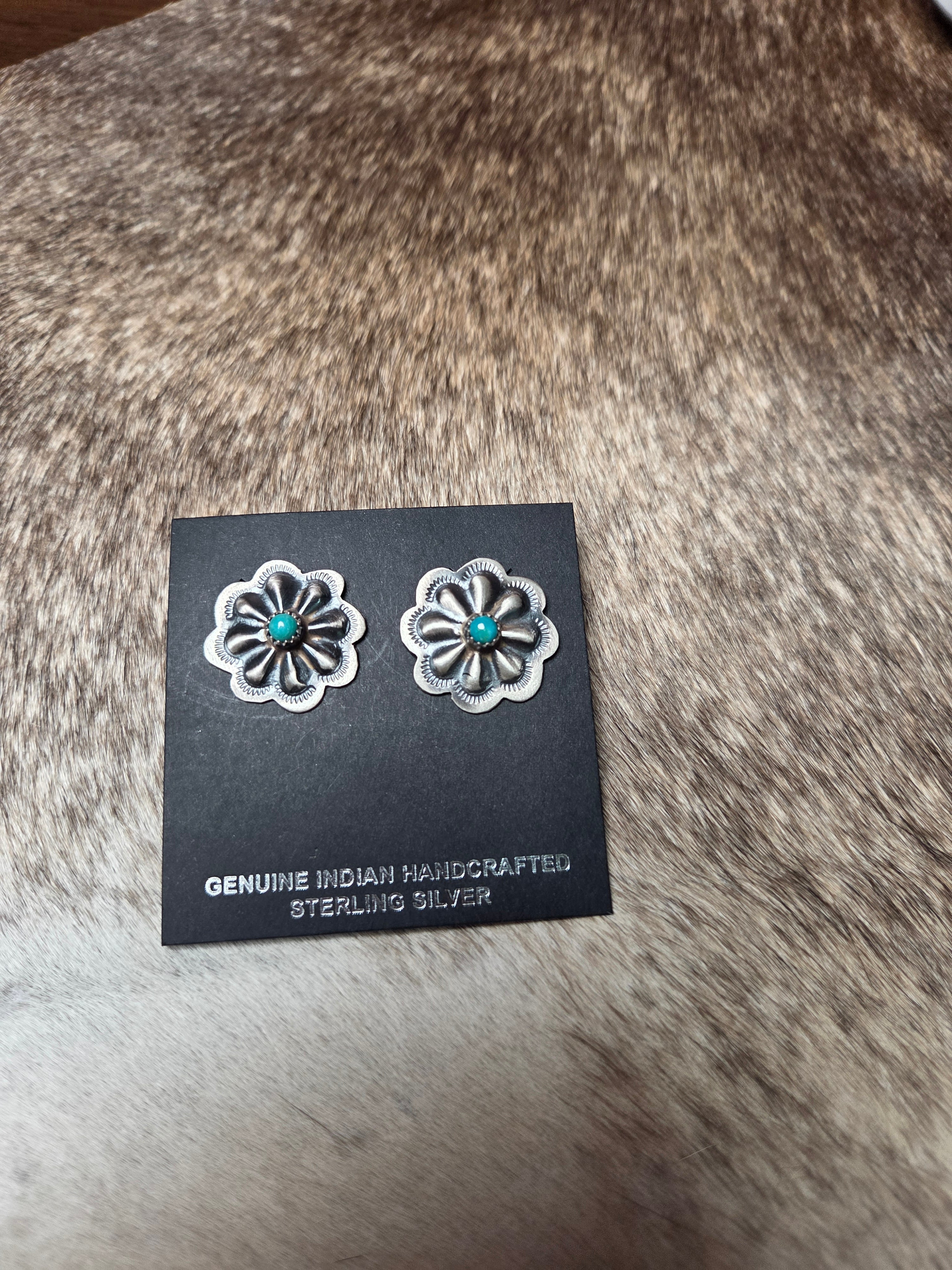 silver and turquoise Concho studs
