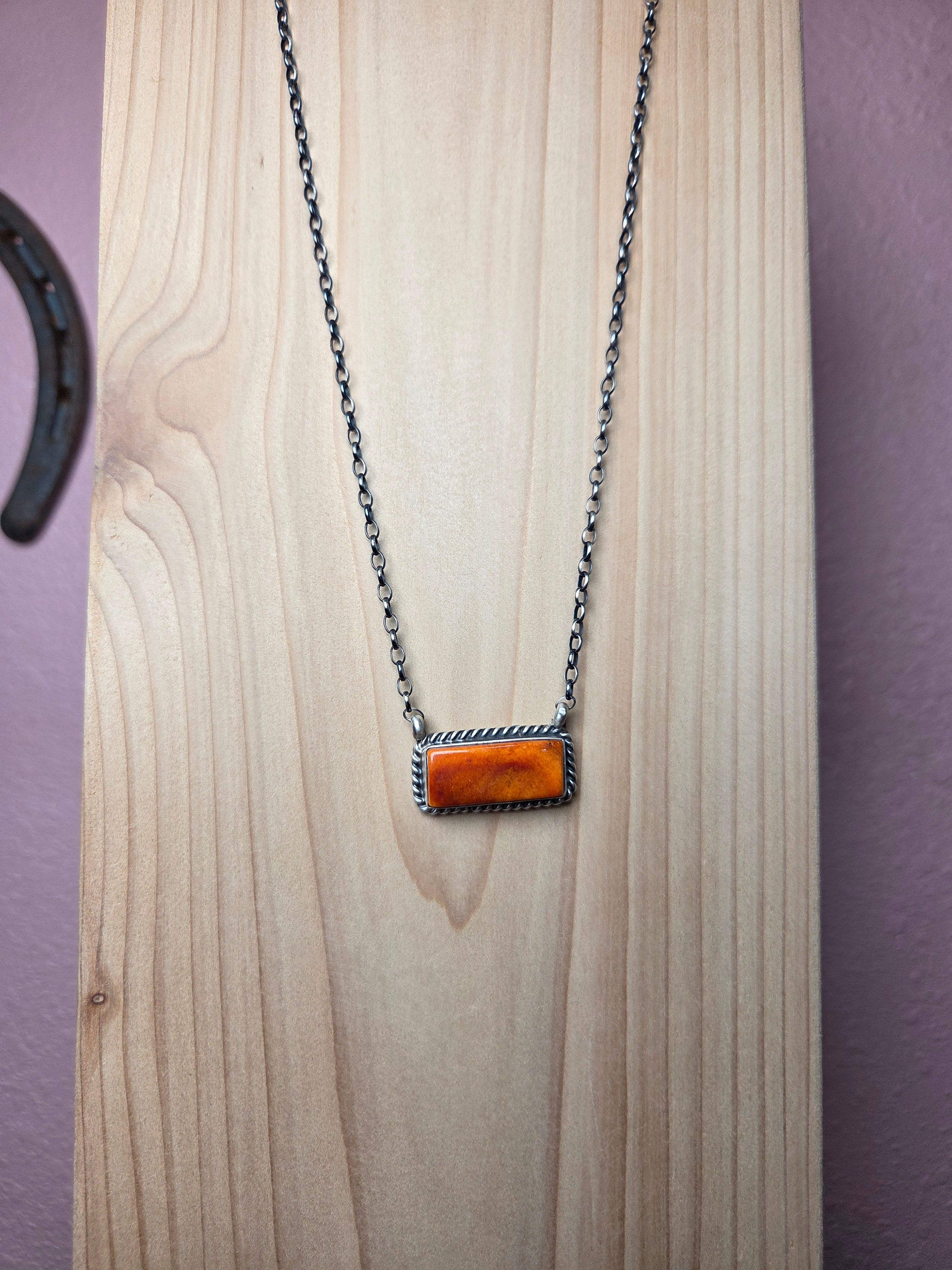 Orange spiny bar necklace
